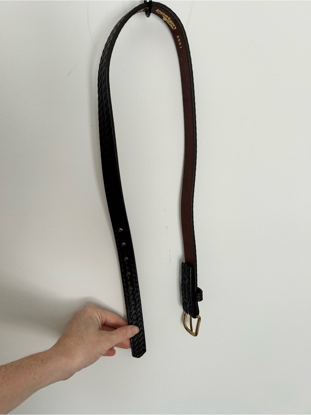 Leather Braided Men’s Belt in dark brown 32 new